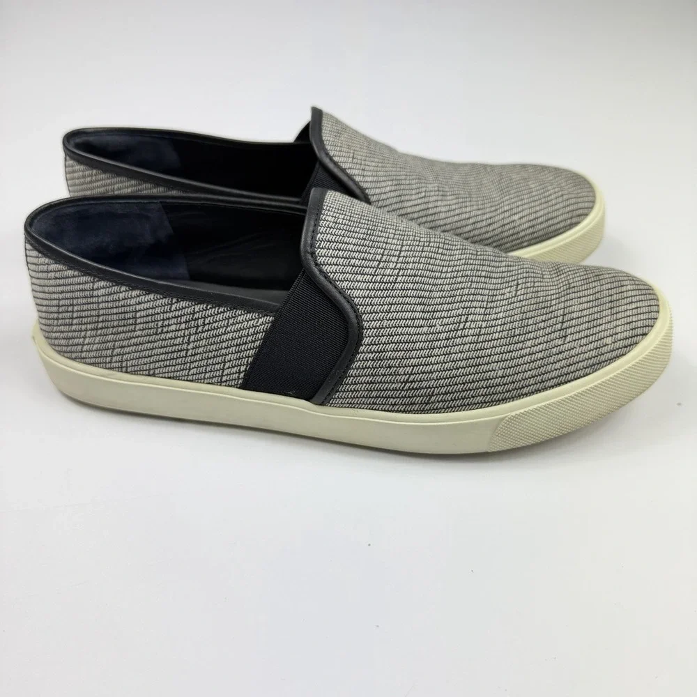 Vince Blair Slip On Sneakers Grey Black Woven Textured Shoes Womens 7.5